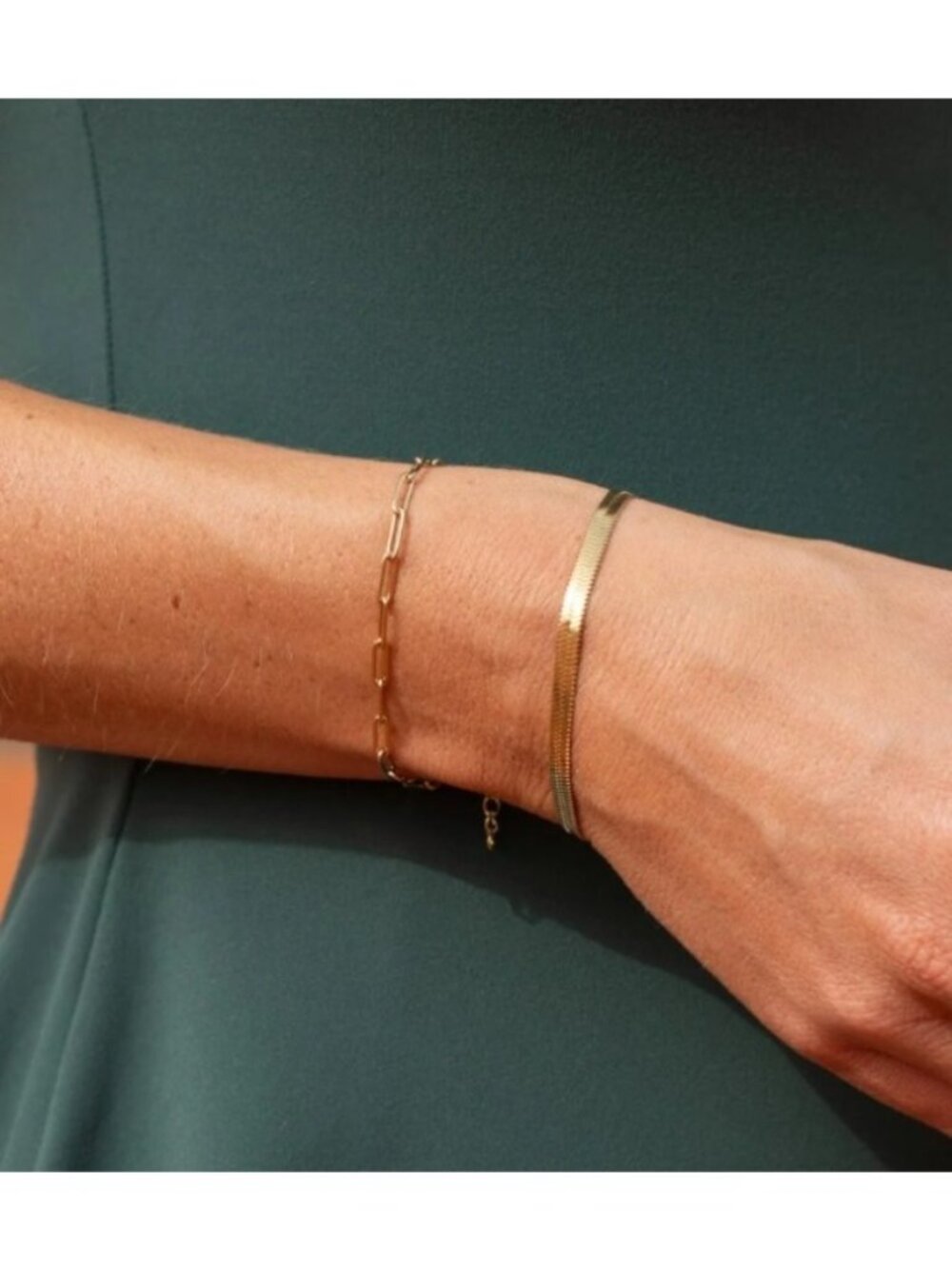 WATERPROOF Gold Herringbone Bracelet classic style Non-Tarnish Gold Stacking